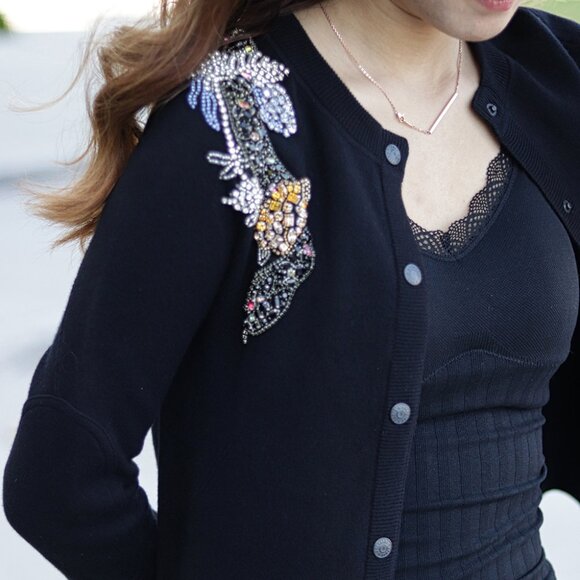 NWT - Zadig & Voltaire Puky Cows Snake Beads Cardigan BLACK✨ - Picture 13 of 14